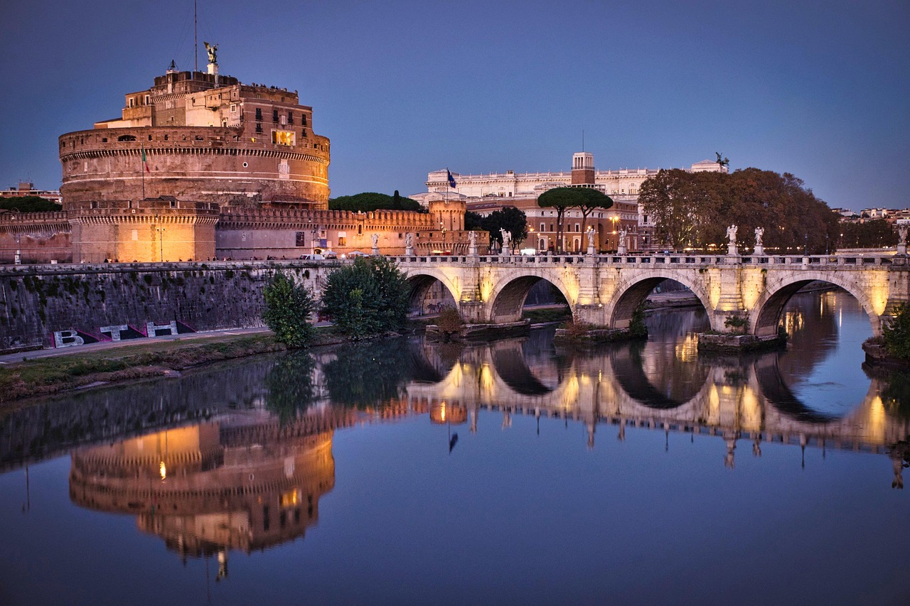 rome, landmark, italy, architecture, building, travel, europe, tourism, ancient, historic, monument, famous, city, old, italian, roma, history, castel sant'angelo, blue hour, reflection, culture, roman, rome, rome, rome, rome, rome, roma, roma