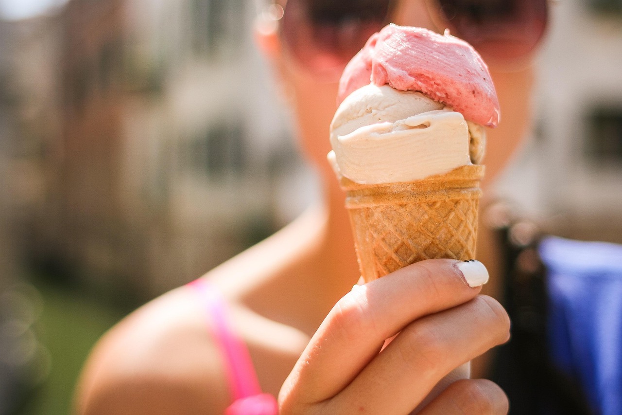 ice cream, nature, sweet, taste, summer, treat, waffle, brown summer